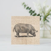 Invitation Illustration de cochon Style de papier de script d (Debout devant)
