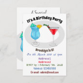 Invitation Illustration de cocktail (Devant / Derrière)