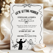 Invitation Illustration de couple mignon à jouer Enregistrer