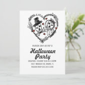 Invitation Illustration de couples de squelettes pour soirée (Debout devant)