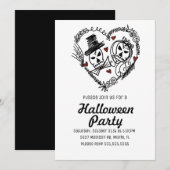 Invitation Illustration de couples de squelettes pour soirée (Devant / Derrière)
