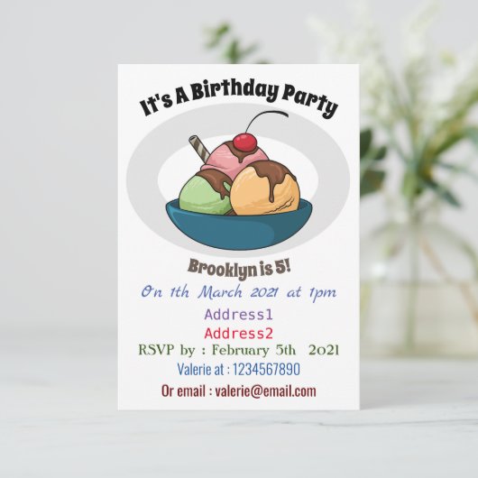 Invitation Illustration de crème glacée (Debout devant)