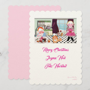 Invitation Illustration de cuisine de Noël avec des amis