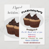 Invitation Illustration de Cupcake (Devant / Derrière)
