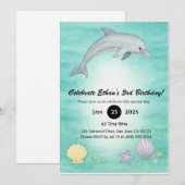 Invitation Illustration de dauphin pour anniversaire sur l'oc (Devant / Derrière)