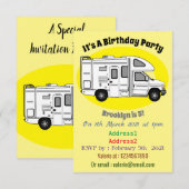 Invitation Illustration de dessin animé Campervan (Devant / Derrière)