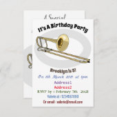Invitation Illustration de dessin animé de Trombone (Devant / Derrière)