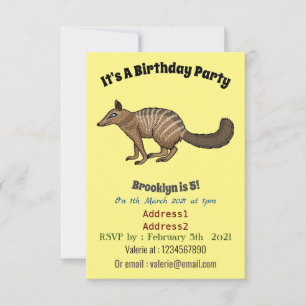 Invitation Illustration de dessin animé joyeux numbat