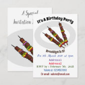 Invitation Illustration de dessin animé Kebab ou kabob (Devant / Derrière)