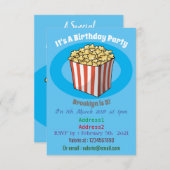 Invitation Illustration de dessin animé Popcorn (Devant / Derrière)