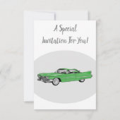 Invitation Illustration de dessin de voiture classique 1959 (Dos)