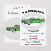 Invitation Illustration de dessin de voiture classique 1959 (Devant / Derrière)