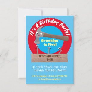 Invitation Illustration de dessin mignon, marteau et ongles