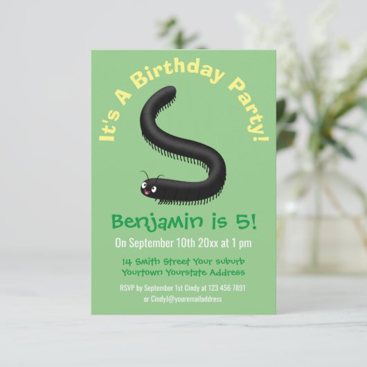 Invitation Illustration de dessin mignon millipede (Debout devant)