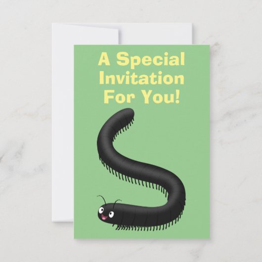 Invitation Illustration de dessin mignon millipede (Dos)
