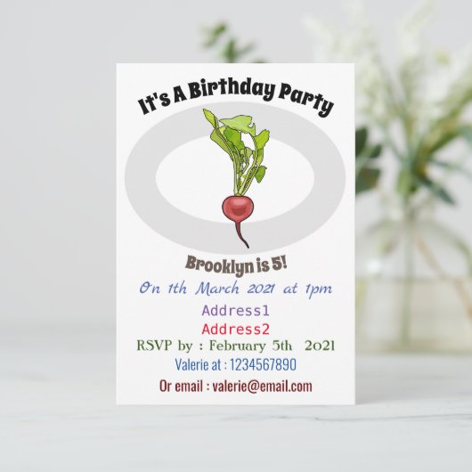 Invitation Illustration de dessin Radish (Debout devant)