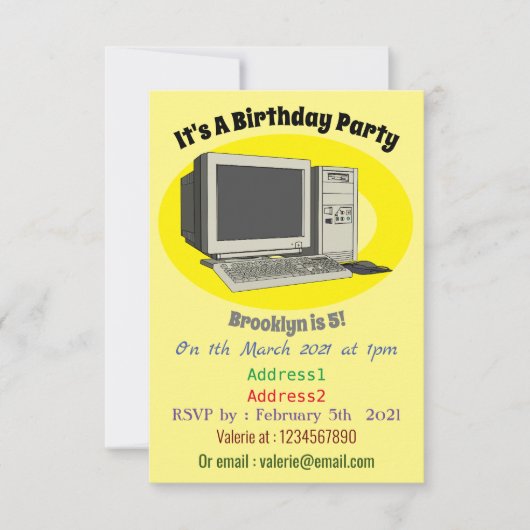 Invitation Illustration de dessin sur ordinateur (Devant)