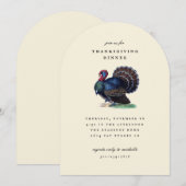 Invitation Illustration de dinde antique pour le dîner de Tha (Devant / Derrière)