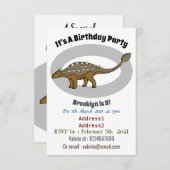 Invitation Illustration de dinosaure blindé Ankylosaurus (Devant / Derrière)