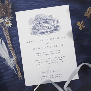 Invitation Illustration de ferme rustique Élégant mariage