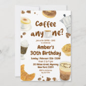 Invitation Illustration de fête d'anniversaire autour du café (Devant)