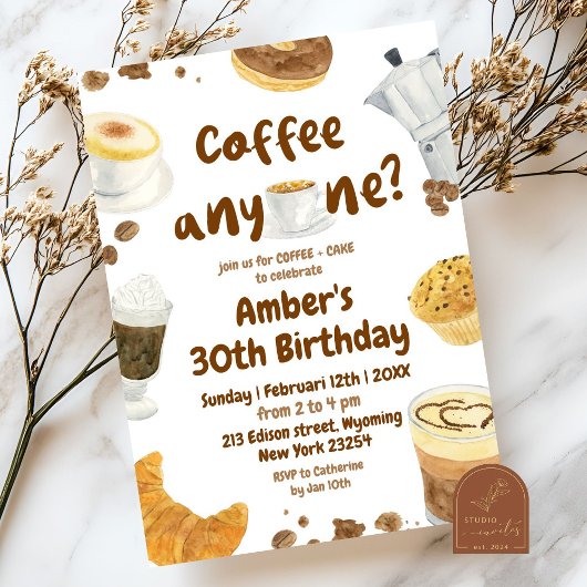 Invitation Illustration de fête d'anniversaire autour du café