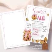 Invitation Illustration de fête d'anniversaire rose Sweet One