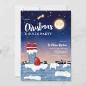 Invitation Illustration de fête de Noël de la cheminée de Pèr (Devant)