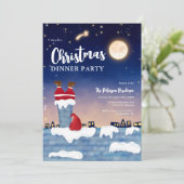 Invitation Illustration de fête de Noël de la cheminée de Pèr (Debout devant)