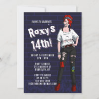 Illustration de fille Ado punk 14e anniversaire