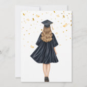 Invitation Illustration de fille avec confettis dorés pour in (Dos)