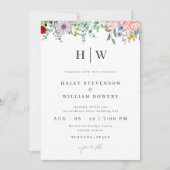 Invitation Illustration de fleur de couleur d'eau (Devant)