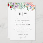 Invitation Illustration de fleur de couleur d'eau (Devant / Derrière)