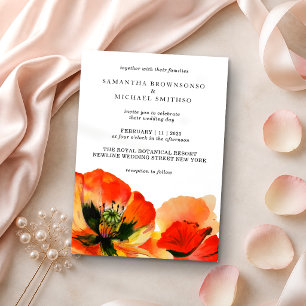 Invitation Illustration de fleur de pavot rouge dessinée à la