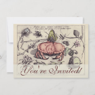 Invitation Illustration de fleur d'insecte botanique de crabe