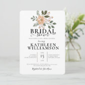 Invitation Illustration de fleurs modernes pour Baby Shower d (Debout devant)