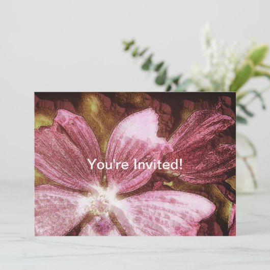 Invitation Illustration de fleurs rouges (Debout devant)