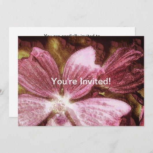 Invitation Illustration de fleurs rouges (Devant / Derrière)