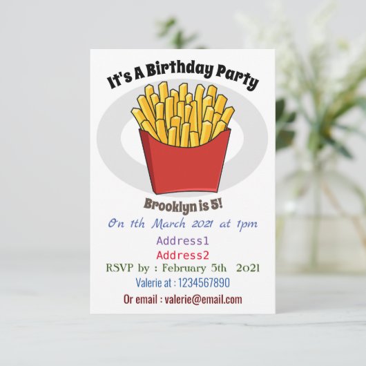 Invitation Illustration de frites (Debout devant)