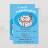 Invitation Illustration de gâteau d'anniversaire (Devant / Derrière)