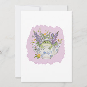 Invitation Illustration de grenouille Cottagecore dans une th
