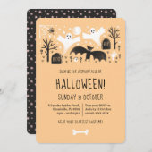 Invitation Illustration de Halloween Cute Ghosts Orange Black (Devant / Derrière)