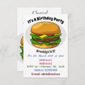 Invitation Illustration de Hamburger (Devant / Derrière)