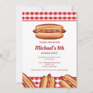 Invitation Illustration de hot dog pour un anniversaire