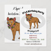 Invitation Illustration de Hyena et de fleurs (Devant / Derrière)