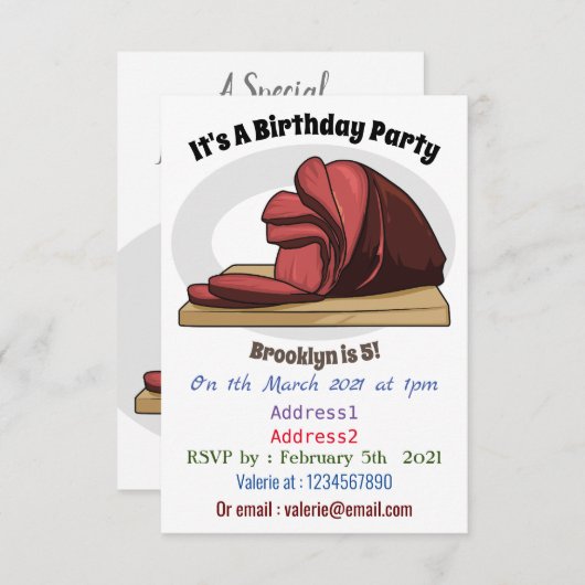 Invitation Illustration de jambon (Devant / Derrière)