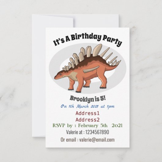 Invitation Illustration de Kentrosaurus (Devant)