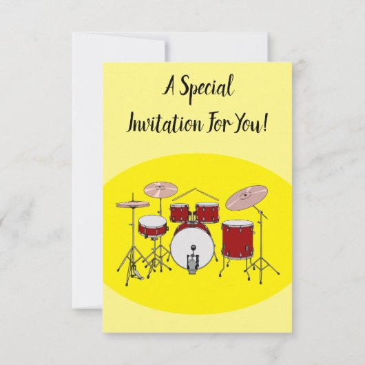 Invitation Illustration de kit de batterie (Dos)