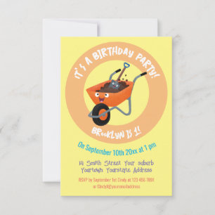 Invitation Illustration de la brouette en brouette orange trè
