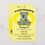 Invitation Illustration de la koala de Cute et de la noix de (Devant / Derrière)